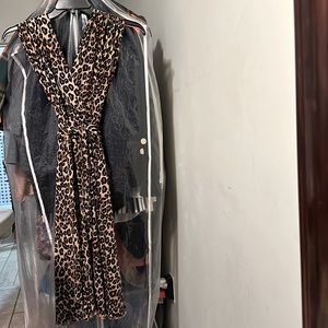 Tracey Evans Women’s V-Neck Cheetah Print Fit and Flare Dress
